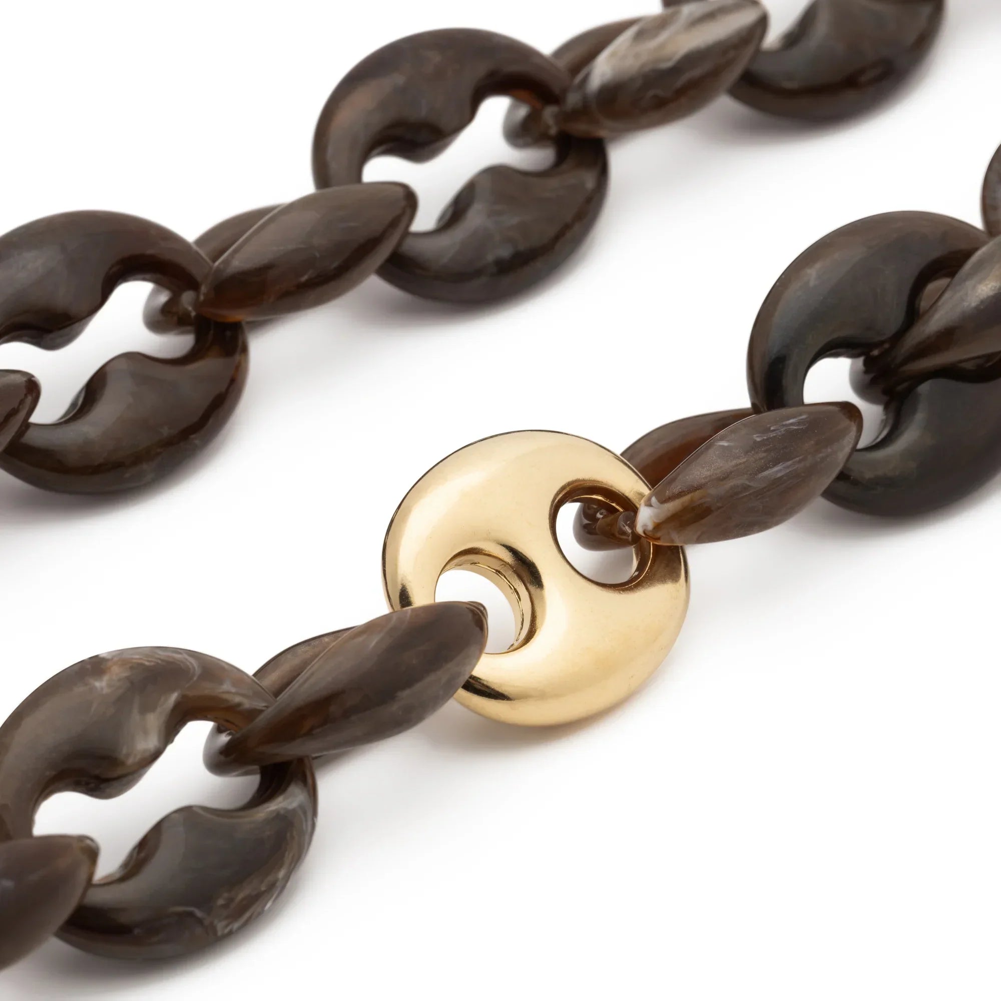 Small Turtle Necklace Long - Dark Brown Marble
