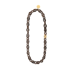 Small Turtle Necklace Long - Dark Brown Marble