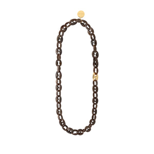 Small Turtle Necklace Long - Dark Brown Marble