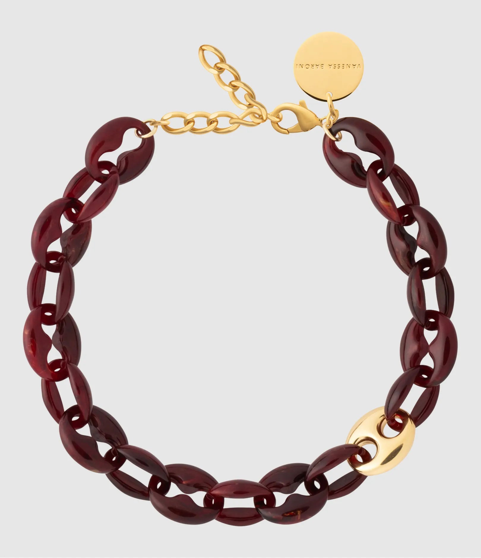 Small Turtle Necklace Short - Bordeaux Marble