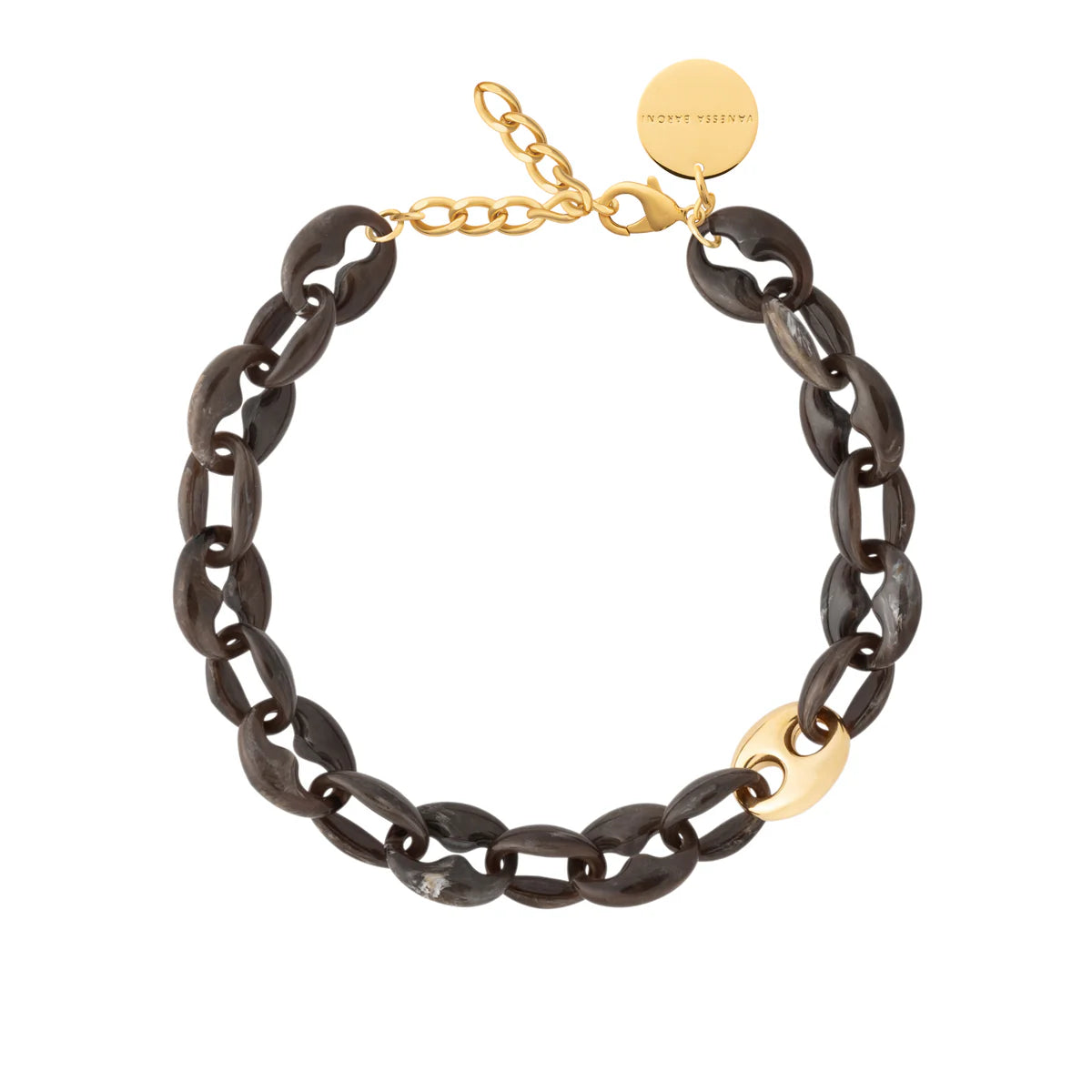 Small Turtle Necklace Short - Dark Brown Marble