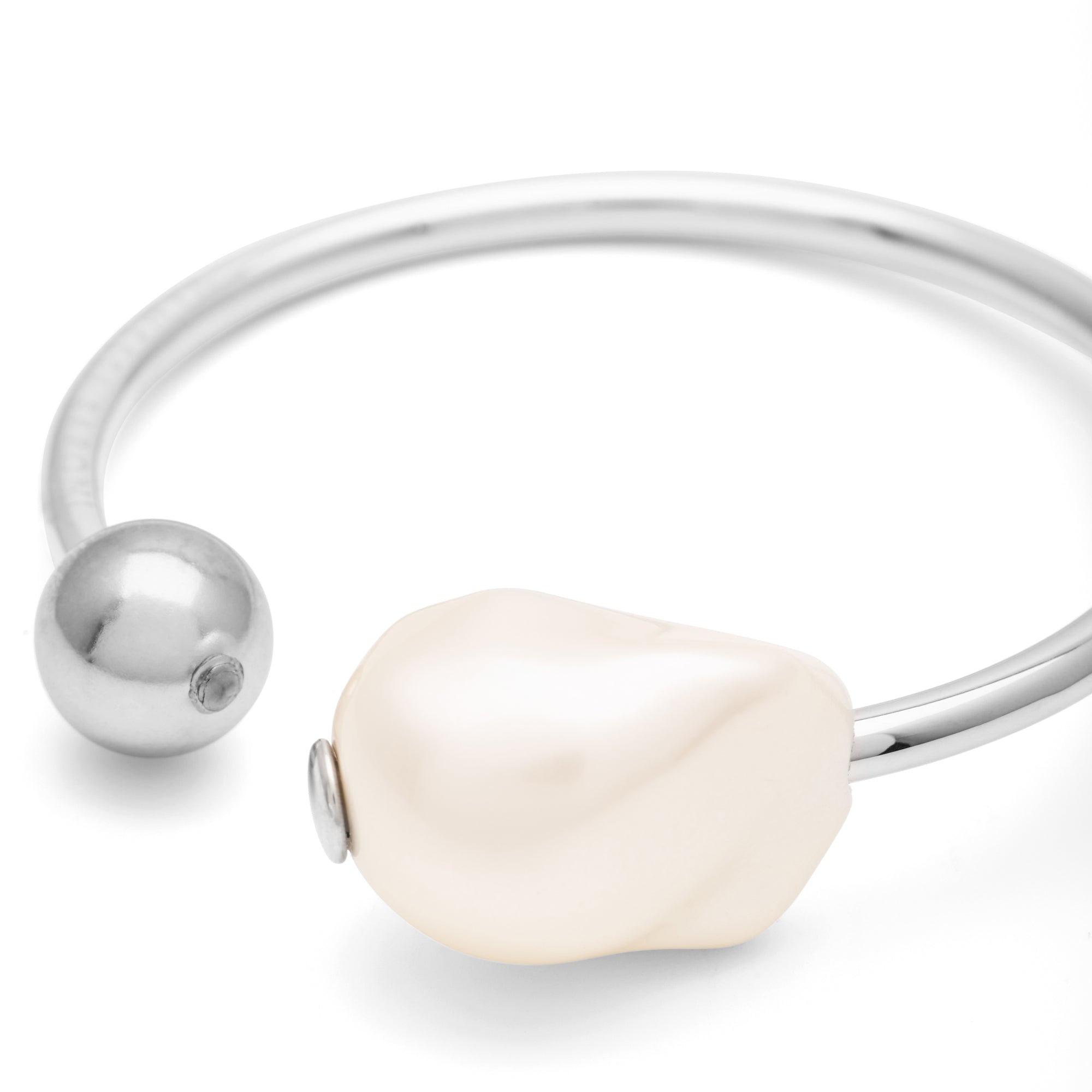 Pearl Bangle - Silver