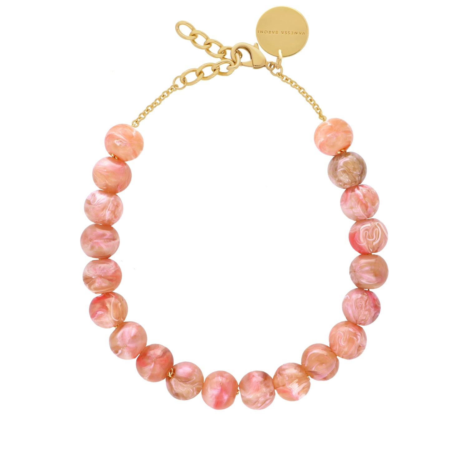Small Beads Necklace Short - Peach Marble