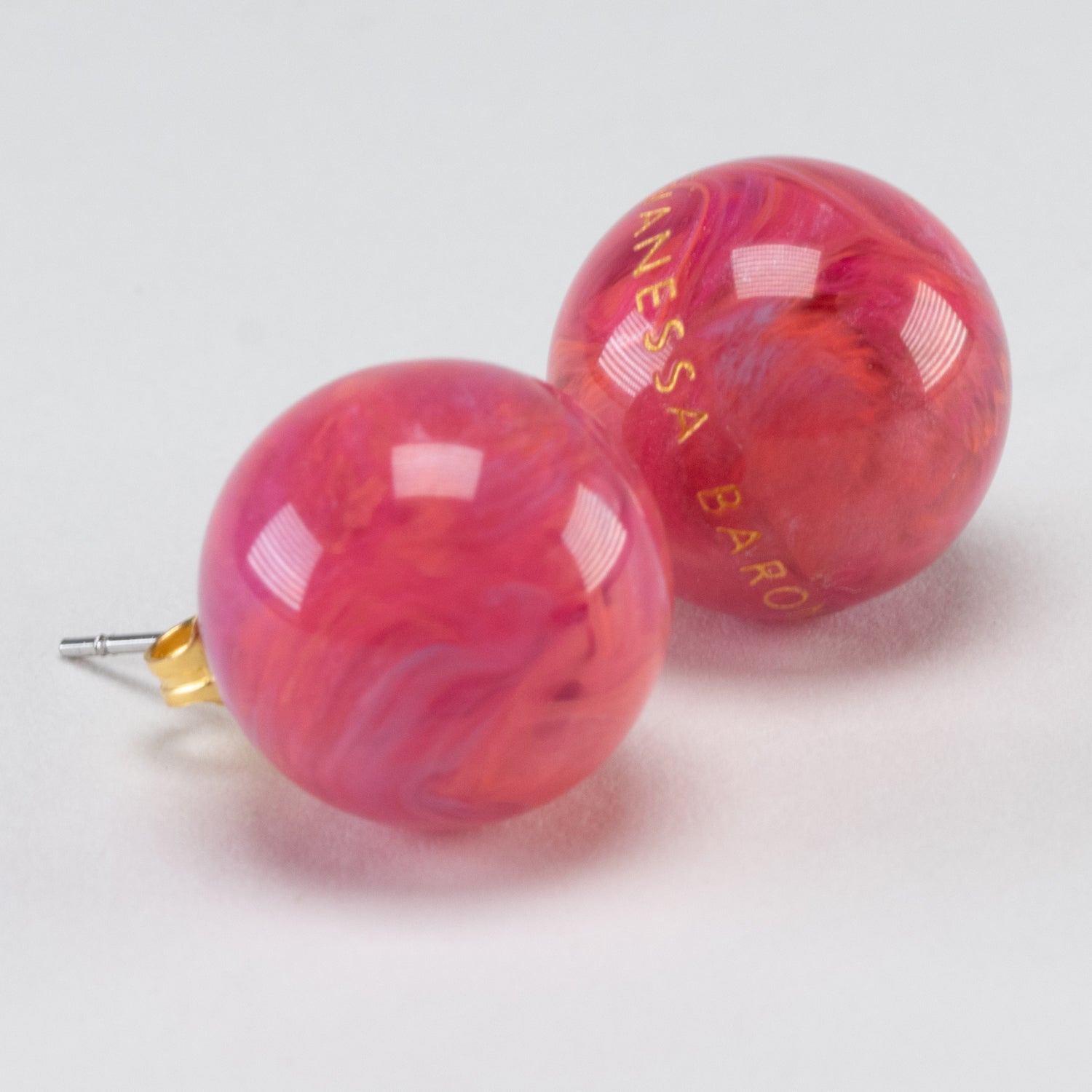 Small Dot Earring - Fuchsia Marble