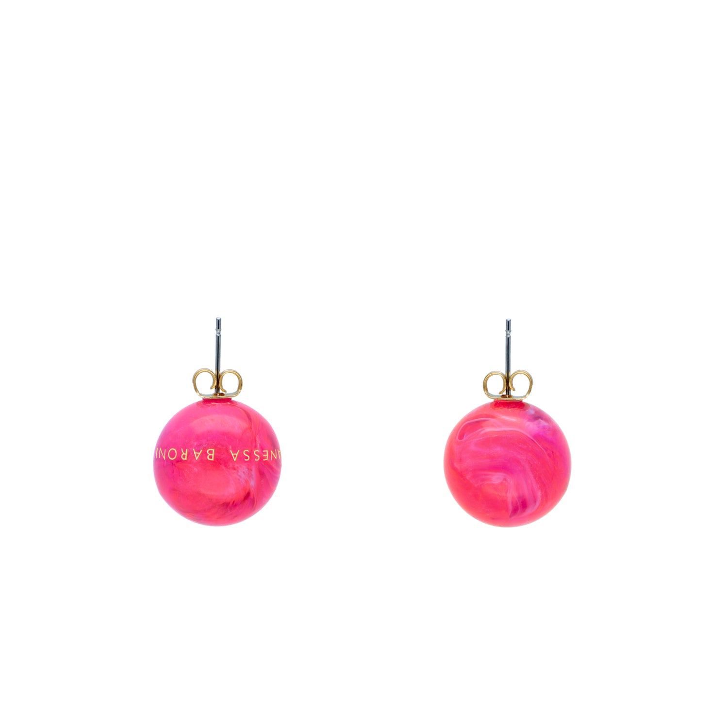 Small Dot Earring - Fuchsia Marble
