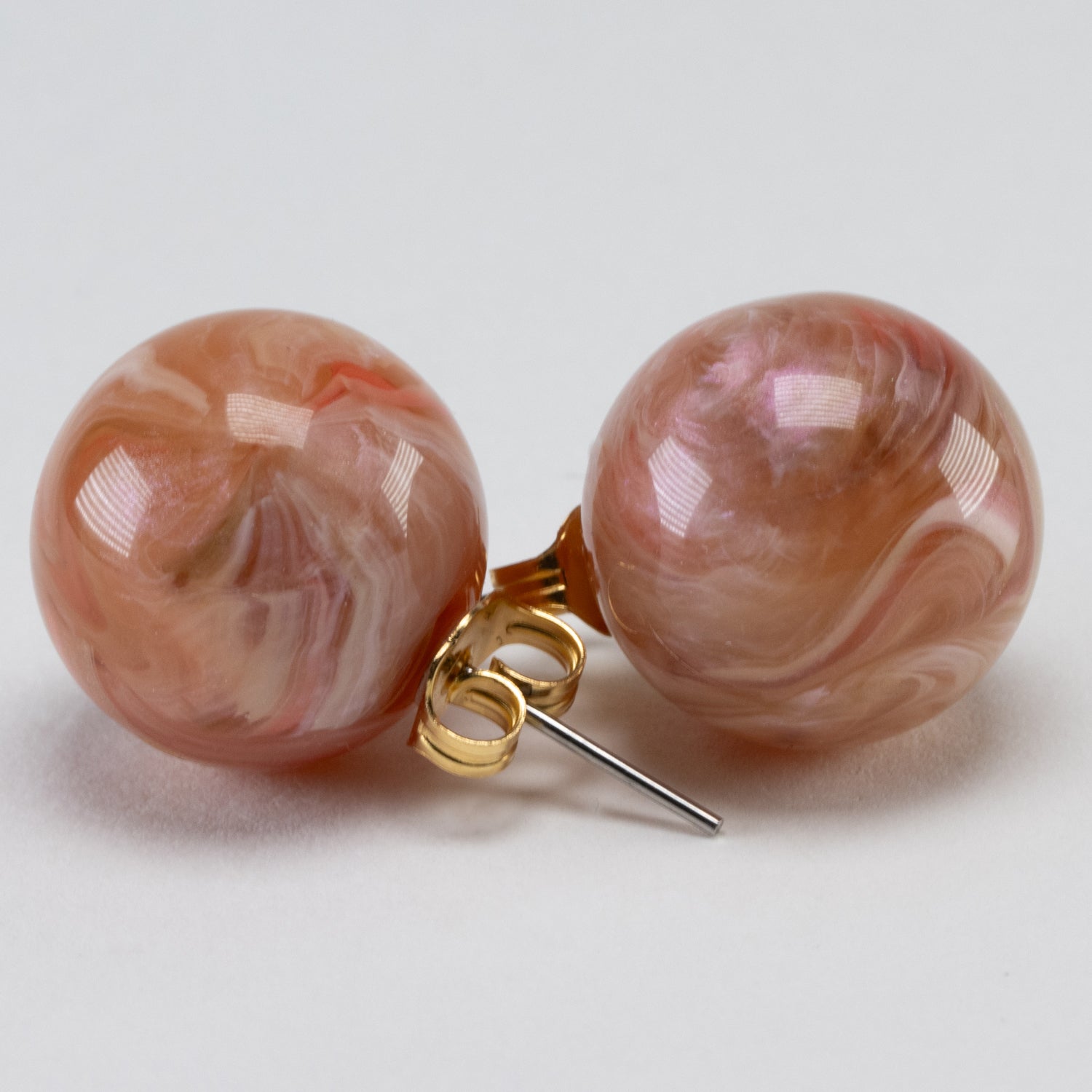 Small Dot Earring - Peach Marble