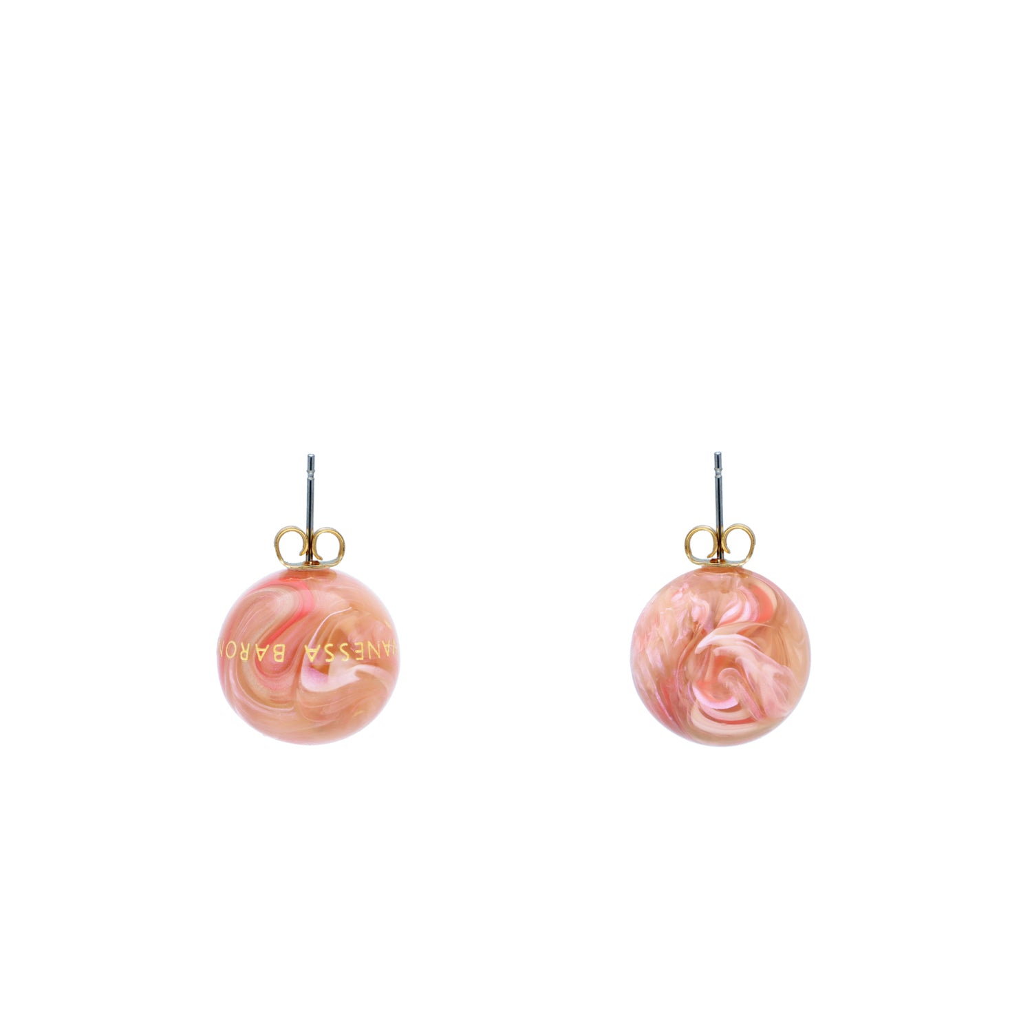 Small Dot Earring - Peach Marble